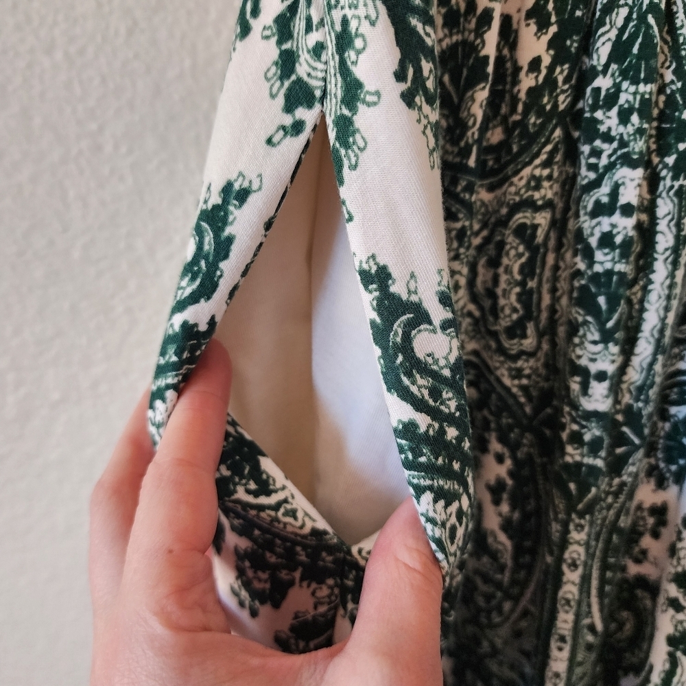 Anthropologie Green and White Paisley Maxi Dress - Picture 6 of 8